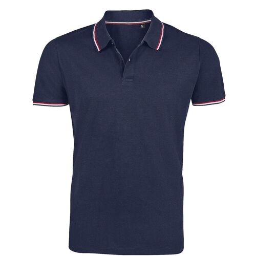 Polo Homme Liseret Bleu Blanc Rouge - 02949 - Bleu Marine