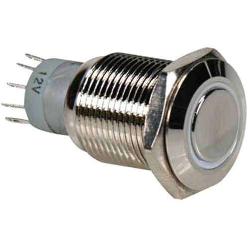 Bouton-poussoir métallique rond spdt 1no 1nc - anneau blanc
