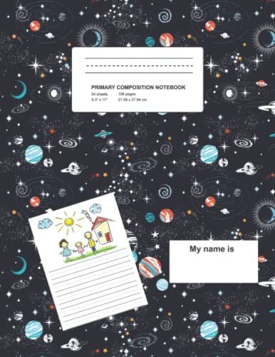 Primary Composition Notebook: Space And Planets Primary Journal Grades K-2 With Picture Space, Primary Story Journal (Primary Writing Journal For Kindergarten)