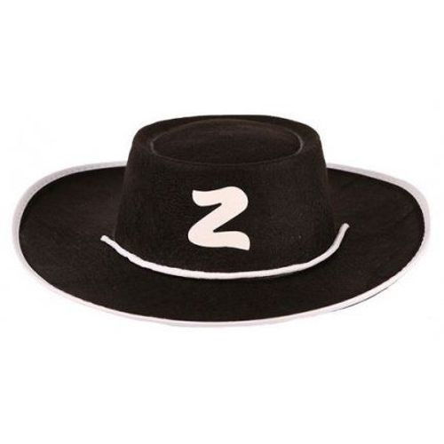 Chapeau De Zorro Enfant Noir/Blanc Cavalier Masque, Bandit - Accessoire Deguisement