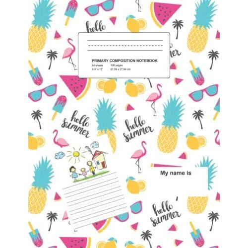 Primary Composition Notebook: Summer Lover Primary Journal Grades K-2 With Picture Space, Primary Story Journal (Primary Writing Journal For Kindergarten)