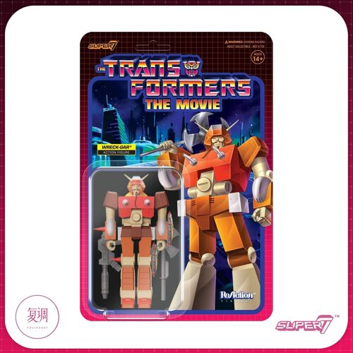 Gar Épave - Super 7 Transformers Reaction Wave 6 Wreck-Gar Unicronx Quintesson Sharkticon Ultra Magnus Cyclonus 3,75 Pouces