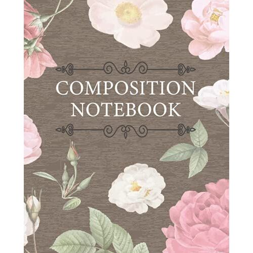 Beautiful Vintage Flower Illustration Composition Notebook: Lined Notebook Size 7.5" X 9.75" With Floral Cover