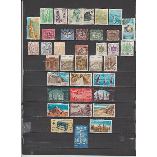 36 Timbres Egypte Obliteres & Neufs Sans Gomme