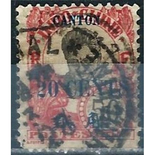 Chine, Bureau Commercial Indochinois De Canton 1919, Beau Timbre Yvert 78, Femme Cambodgienne 50c. Rose Et Noir, Surchargé "Canton 20 Cents", Oblitéré, Bon État, Coin Inf. Gauche Arrondi.