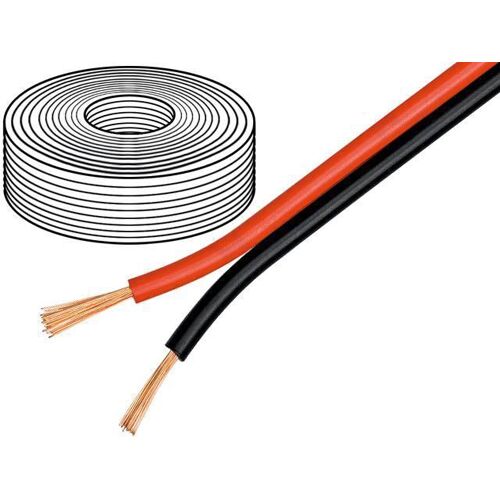 10m de Cable de haut parleurs 2x0.5mm2 - OFC - Rouge/ Noir - ADNAuto