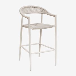 Tabouret Haut De Jardin Amatria En Aluminium Et Corde Tressée Tapioca Beige