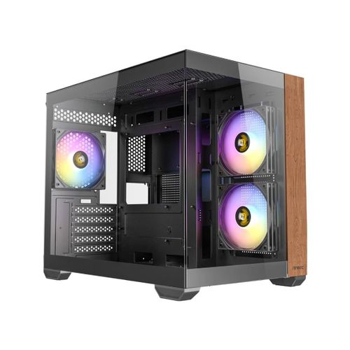 ANTEC Boitier Mini Tour Micro-ATX CX600M Wood RGB avec panneaux vitrés (Noir)