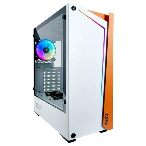 Boitier Moyen Tour ATX Azza Apollo RGB avec panneau vitré (Blanc/Orange)
