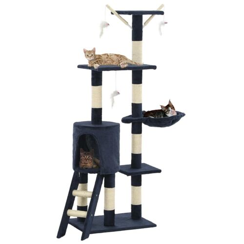 Arbre À Chat Avec Griffoirs En Sisal 138 Cm Bleu Foncé