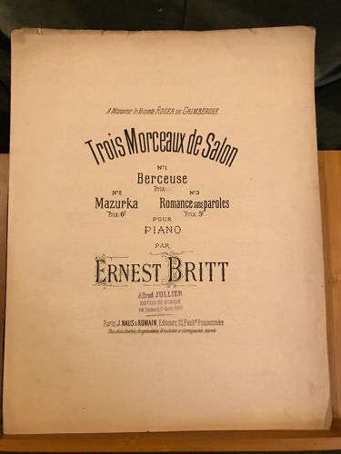 Ernest Britt Berceuse Pour Piano Partition Éditions Naus & Romain