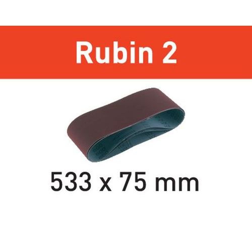 Festool L533X 75-P10 RU2/10 Rubin 2 - Bandes abrasives 10 Pièces P80 pour Matériaux en bois 533x75 mm ( 499157 )