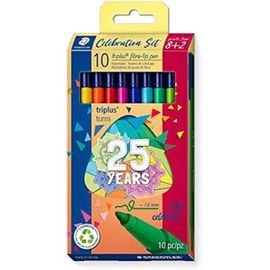 Staedtler - Triplus Color 323 - Etui Carton 10 Feutres Coloriage Pointe Moyenne 1 Mm Assortis - Edition Triplus Anniversaire - 323