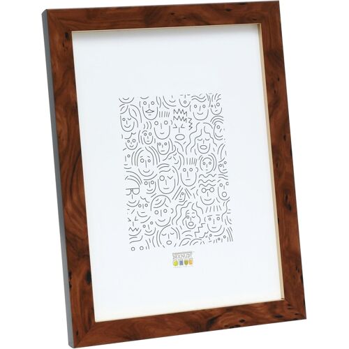 S43AG2 Cadre Photo avec Filet Doré Bois de Loupe Brun 18 x 24