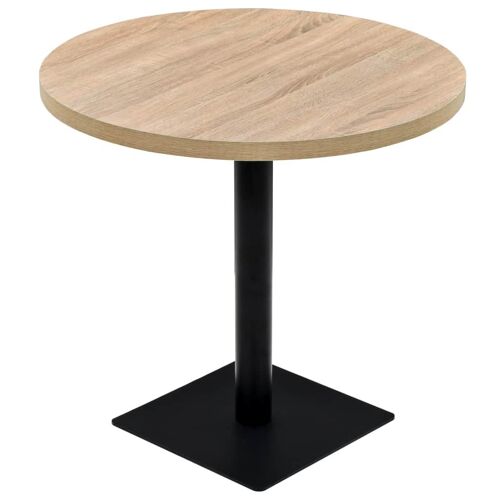 Table haute mange debout bar bistrot MDF et acier rond 80 cm chêne marron Helloshop26 0902111