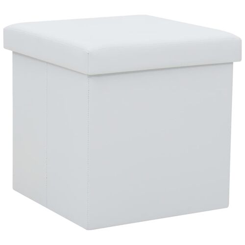 Vidaxl Tabouret De Rangement Pliable Blanc Similicuir
