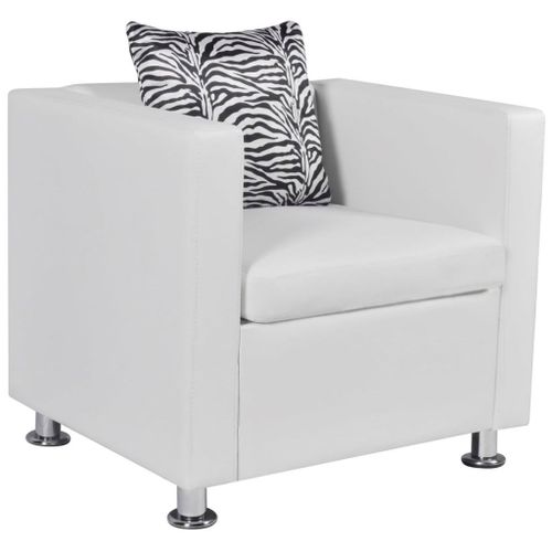 Fauteuil Chaise Siège Lounge Design Club Sofa Salon Cuir Synthétique Blanc Helloshop26 1102079/3