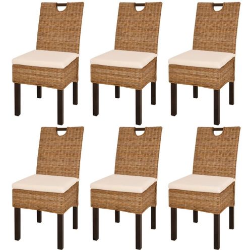 Lot De 6 Chaises De Salle À Manger Cuisine Design Moderne Rotin Kubu Bois De Manguier Cds022796