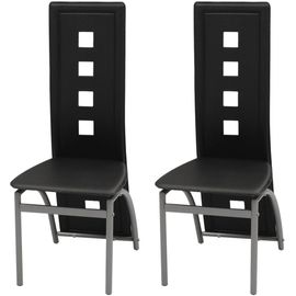 Chaises de salle à manger 2 pcs Noir Similicuir