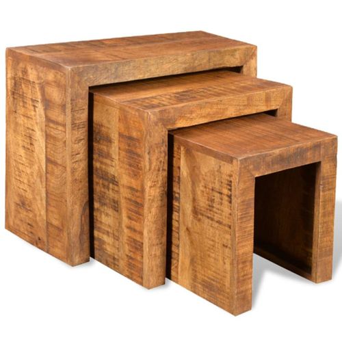 Table Gigogne 3 Pcs Bois Massif De Manguier