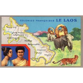 Carte Ancienne - Theme Cartographie - Colonies Francaises - Le Laos 9 Cm X 14 Cm
