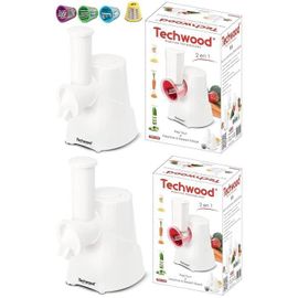 RAPE Electrique Découpe Tout Electrique Tout 4 en 1 Râper Emincer Gratter Légumes Fruits Fromage + Sorbetière 150W Blanc, Acier Inox