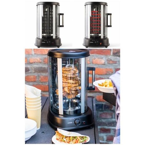 Rôtissoire grill horizontale Thermostat réglable 1500W Rotation 360° en acier inoxydable Pour volaille et viande Kebab et brochettes