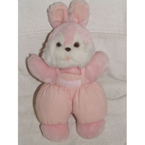 Lapin Nounours Rose Nid D'abeille Grelot