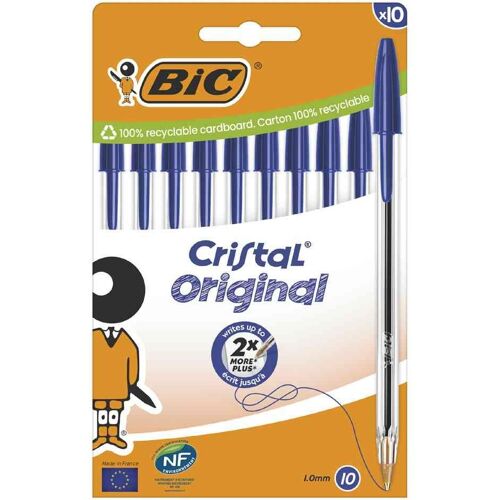 Bic Bic Stylo ¿ Bille Cristal Original, Bo¿Te Carton De 10, Bleu