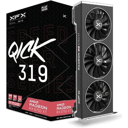 Carte graphique XFX SPEEDSTER QICK 319 AMD Radeon RX 6750 XT Core - 12 Go GDDR6 - 1 x HDMI et 3 x DisplayPort - AMD RDNA 2