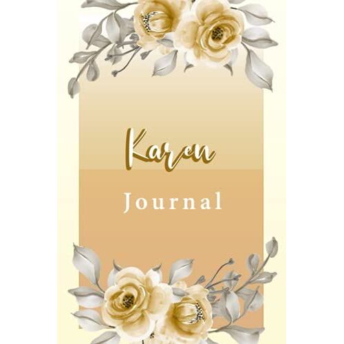 Karen Journal With Yellow Flowers: Yellow Floral Notebook With Name For Girls