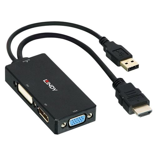 Lindy - Convertisseur vidéo - HDMI - DVI, DisplayPort, VGA - noir