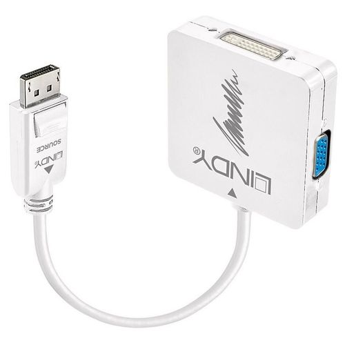 Lindy - Convertisseur vidéo - DisplayPort - DVI, HDMI, VGA - blanc