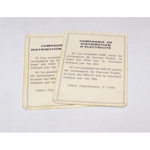 Monopoly Lot De Cartes Électricité