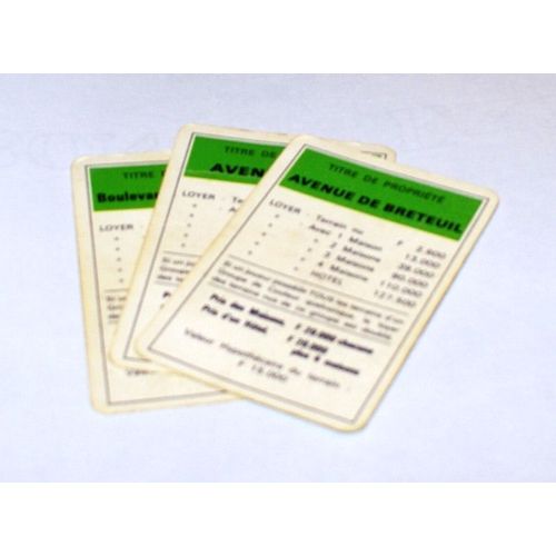 Monopoly Lot De Cartes Verte