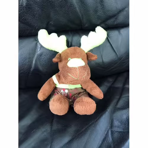 Peluche Doudou Yves Rocher Lbvyr Cerf Renne Elan Marron Vert Salopette