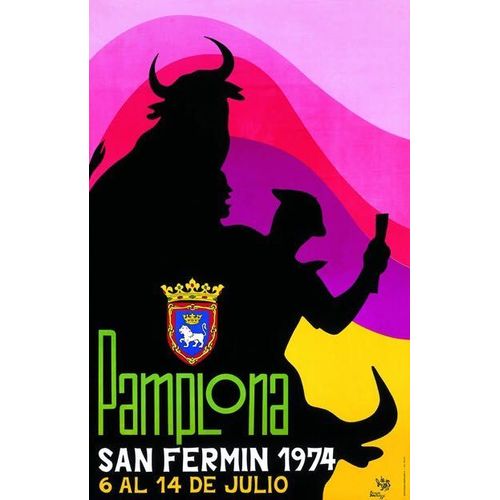 Affiche Pampelune 1974 San Fermin