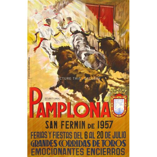 Affiche Pampelune 1957 Ssn Fermin