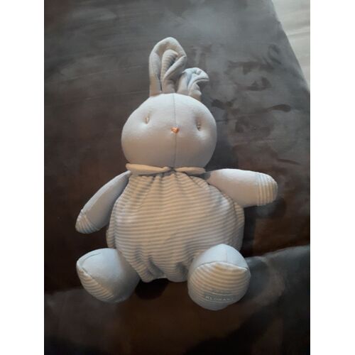 Doudou Lapin Klorane Bleu Boule Rayé
