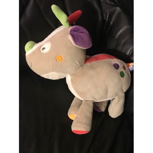 Doudou Cerf Elan Renne Gris Blanc Rouge Vert Orange Sucre D'orge 30cm