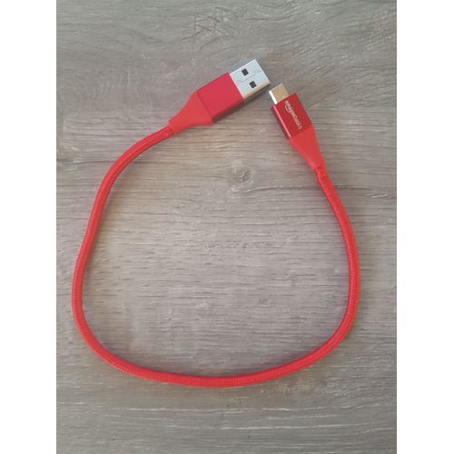 Amazon Basics Câble en nylon à double tressage USB 2.0 A vers Micro B 0,3 m Rouge
