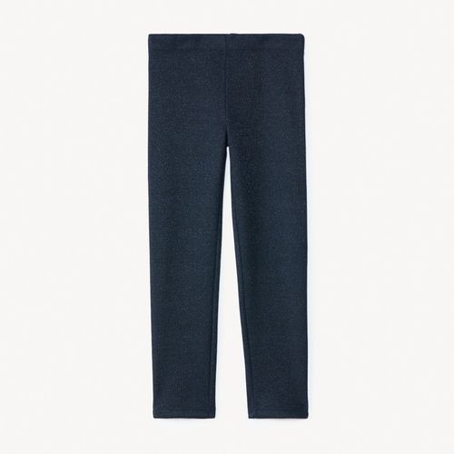 Legging Scintillant Doublé Velours Pour Fille - Bleu Marine