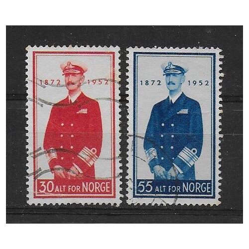 Norvege 1952 : 80è Anniversaire Du Roi Haakon - Série Entière De 2 Timbres Oblitérés