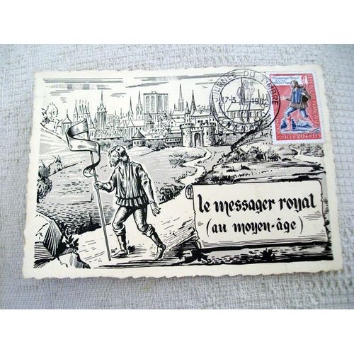 Carte Postale "Le Messager Royal Au Moyen Age" Journée Du Timbre 1962- Timbre Oblitéré