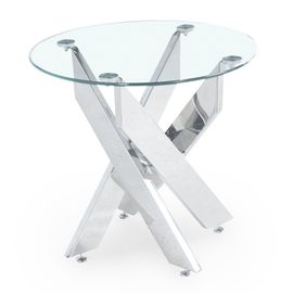 Table Basse Ronde Design En Verre Pieds Argentés Connor