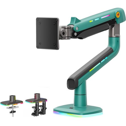 Support Ecran PC RGB pour écrans Plats Ultrawide Incurvés de 32 à 60 Pouces, Bras pour Moniteur Charge Maximale 20 kg, VESA 75x75 & 100x100 mm (Rouge)
