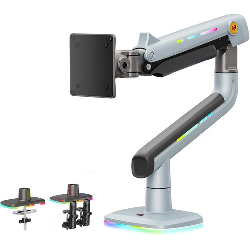 Support Ecran PC RGB pour écrans Plats Ultrawide Incurvés de 32 à 60 Pouces, Bras pour Moniteur Charge Maximale 20 kg, VESA 75x75 & 100x100 mm (Rouge)