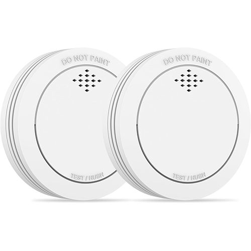 JGD-Détecteur de fumée avec Support magnétique, 10 Ans Alarme Incendie connectée certifiée TÜVRheinland avec Batterie remplaçable, Alarme sonore de 85 DB, Fonction Silence pour la Maison - 2 pièces