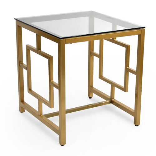 Table basse design en verre noir et métal doré carrée PABLO