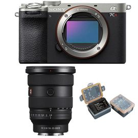 Sony Alpha a7CR (argent) Appareil photo sans miroir+Sony FE 16-35mm f2.8 GM II+Kingma 2000 mAh (Sony NP-FZ100) batterie